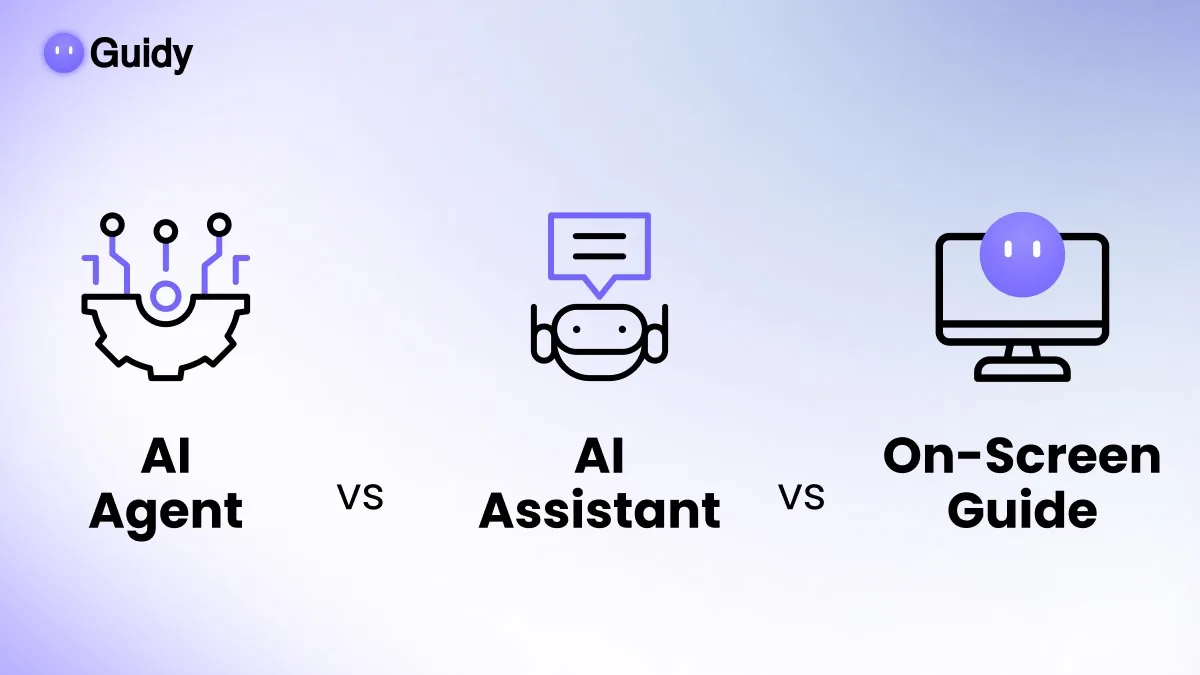 AI Assistant vs AI Agent vs On-Screen Guide: Differences